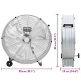 vidaXL Trommelventilator met wiel Zilver 79 x 37 x 82 cm Aluminium