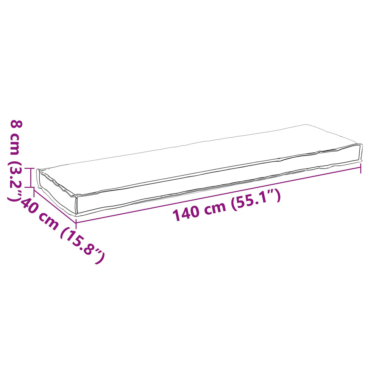 vidaXL Kussen Antraciet 140 x 40 x 8 cm Oxford Stof