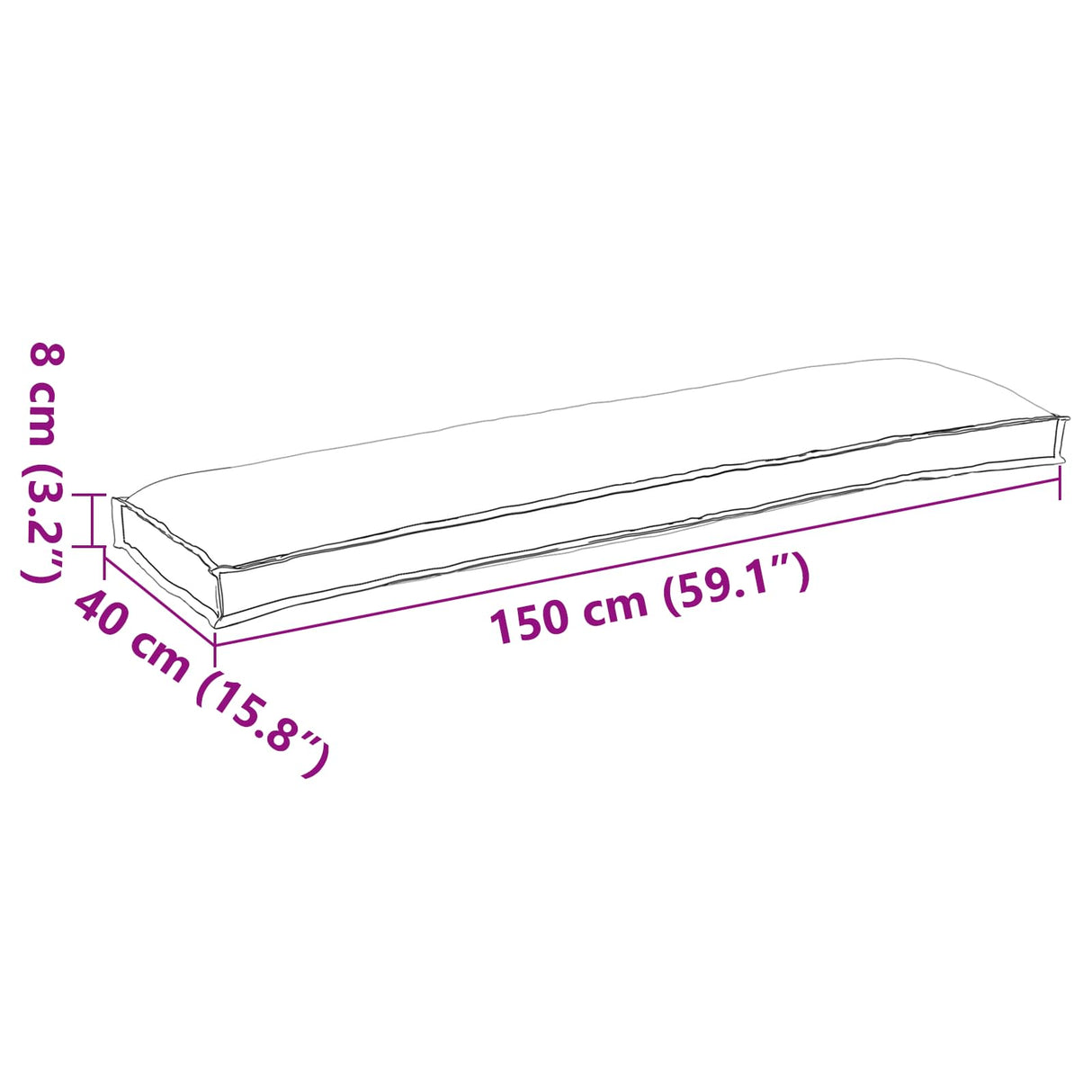 vidaXL Pallet Kussen Set 2 pcs Antraciet 150 x 40 x 8 cm Oxford Stof
