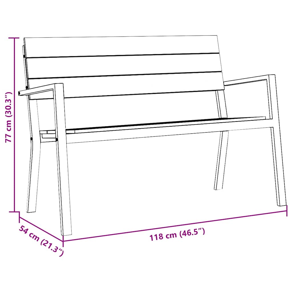vidaXL Tuinbank Zwart 118 x 54 x 77cm Staal
