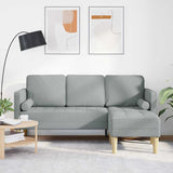 vidaXL Sofa set with cushions 2 pcs Light gray Polyester