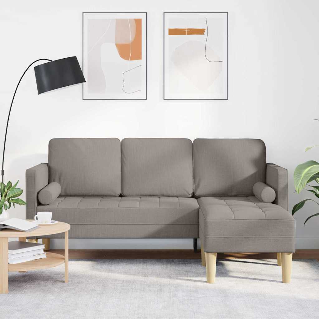 vidaXL Sofa set with cushions 2 pcs Light gray Polyester
