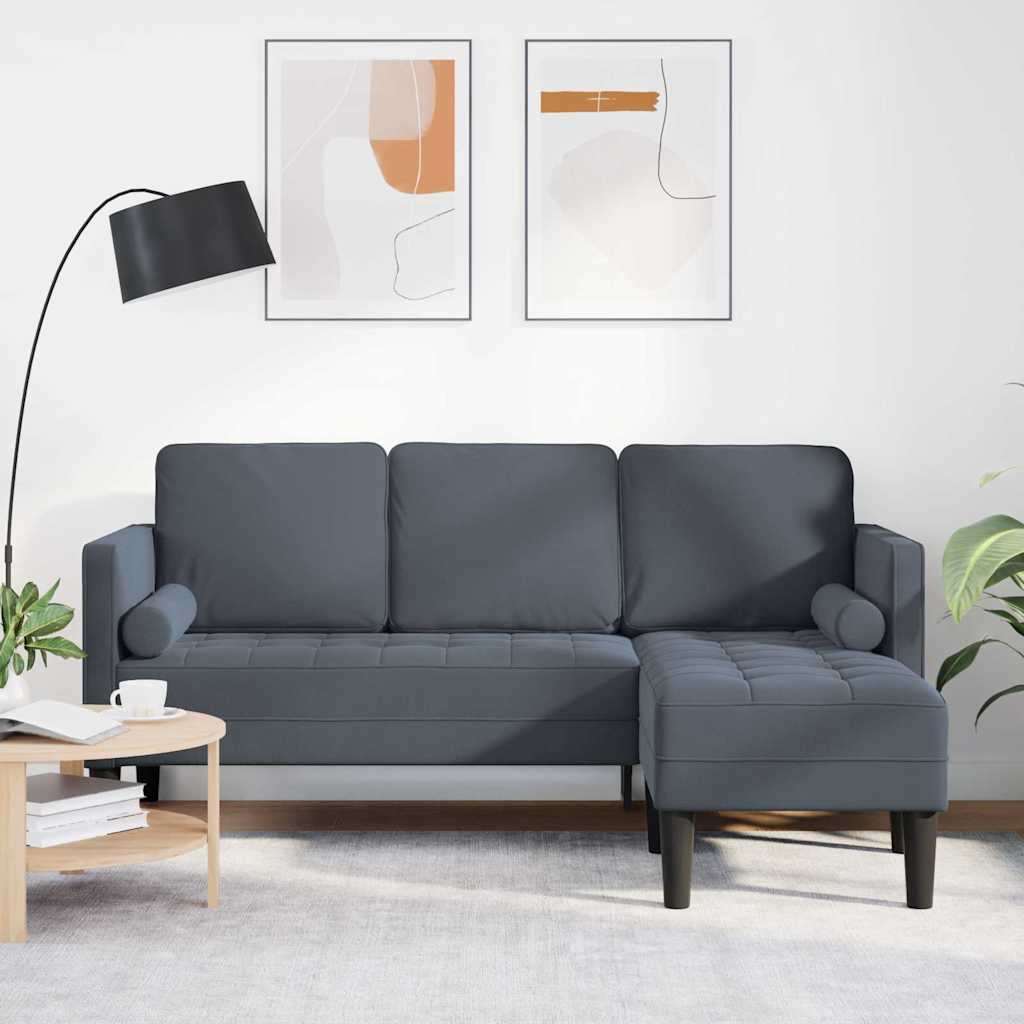 vidaXL Sofa set with cushions 2 pcs Light gray Polyester