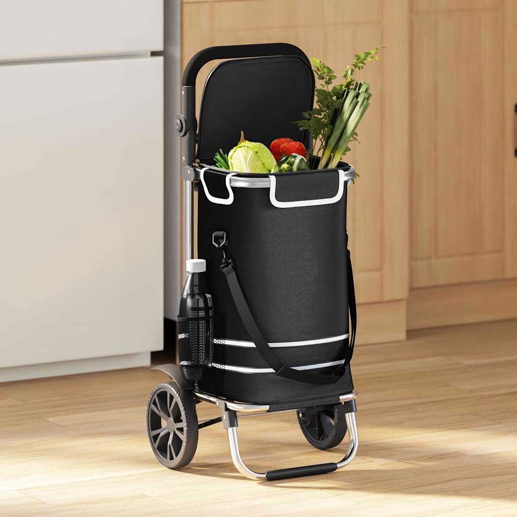 vidaXL Winkelwagen Zwart 36,5 x 46,5 x 100,5 cm Oxford stof