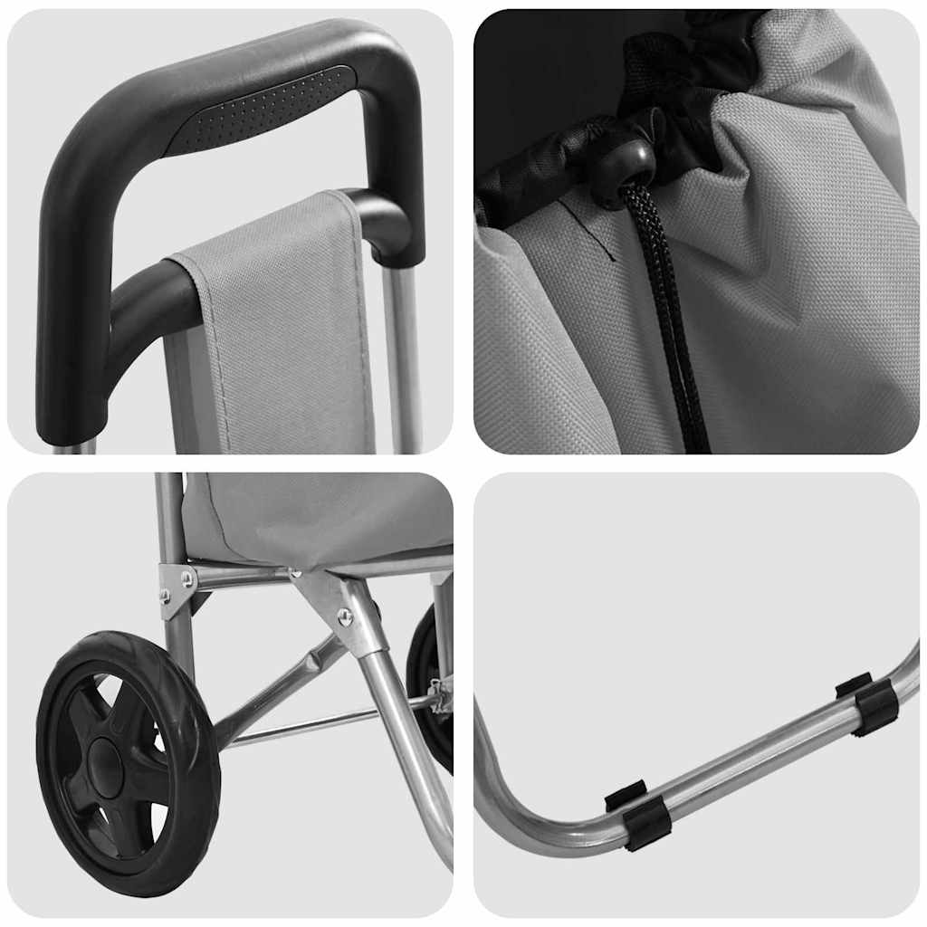 vidaXL Shopping Trolley Grey 35 x 28 x 92 cm Oxford fabric