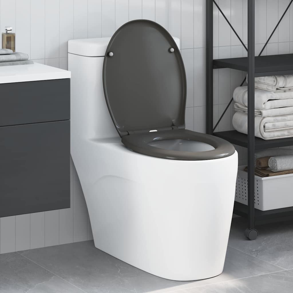 vidaXL Toiletbril Antraciet 47 x 37 x 4 cm Duroplast