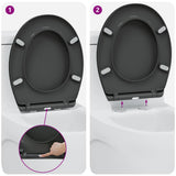 vidaXL Toiletbril Antraciet 47 x 37 x 4 cm Duroplast