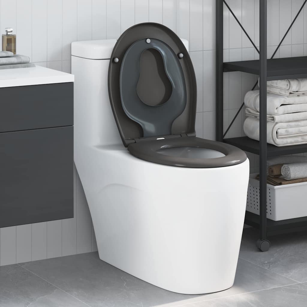 vidaXL Toilet Seat Anthracite 47 x 37 x 4 cm Duroplast