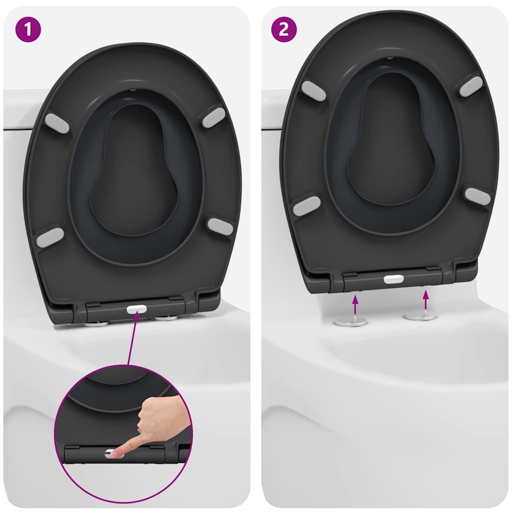 vidaXL Toilet Seat Anthracite 47 x 37 x 4 cm Duroplast