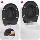 vidaXL Toilet Seat Anthracite 47 x 37 x 4 cm Duroplast