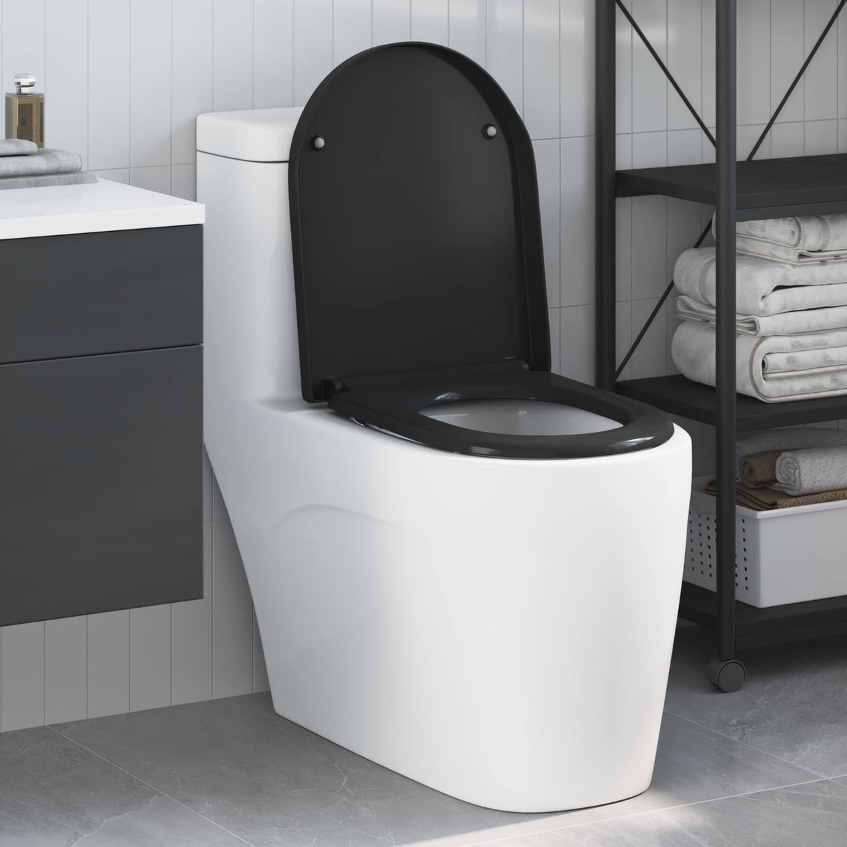 vidaXL Toiletbril Antraciet 49 x 36 x 4 cm Duroplast