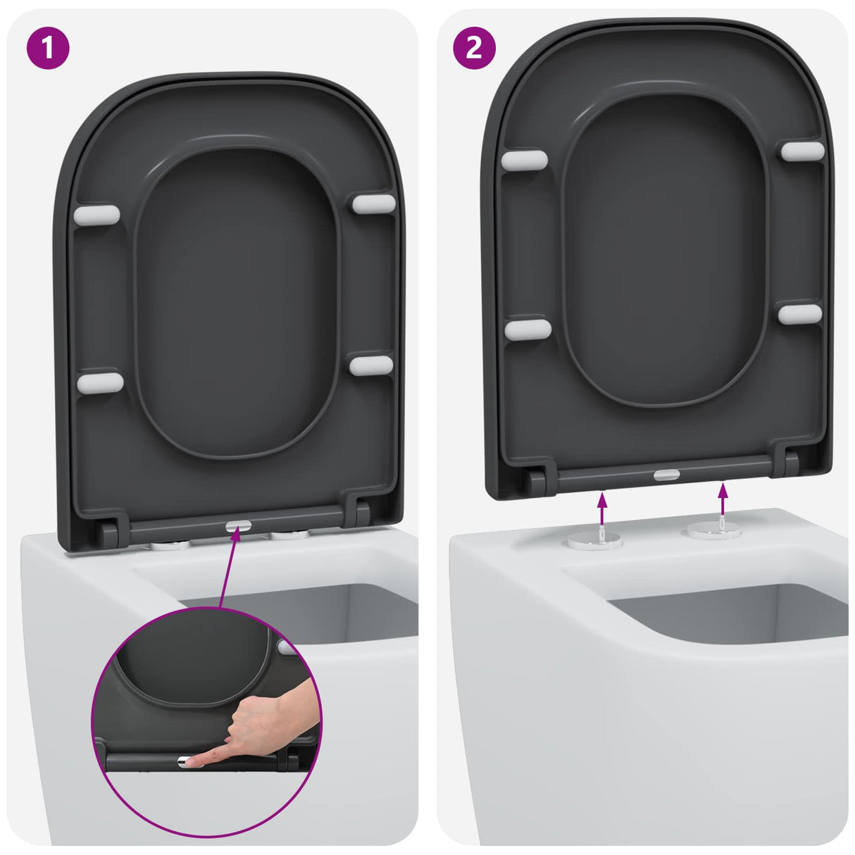 vidaXL Toiletbril Antraciet 47,5 x 35 x 3,6 cm Duroplast