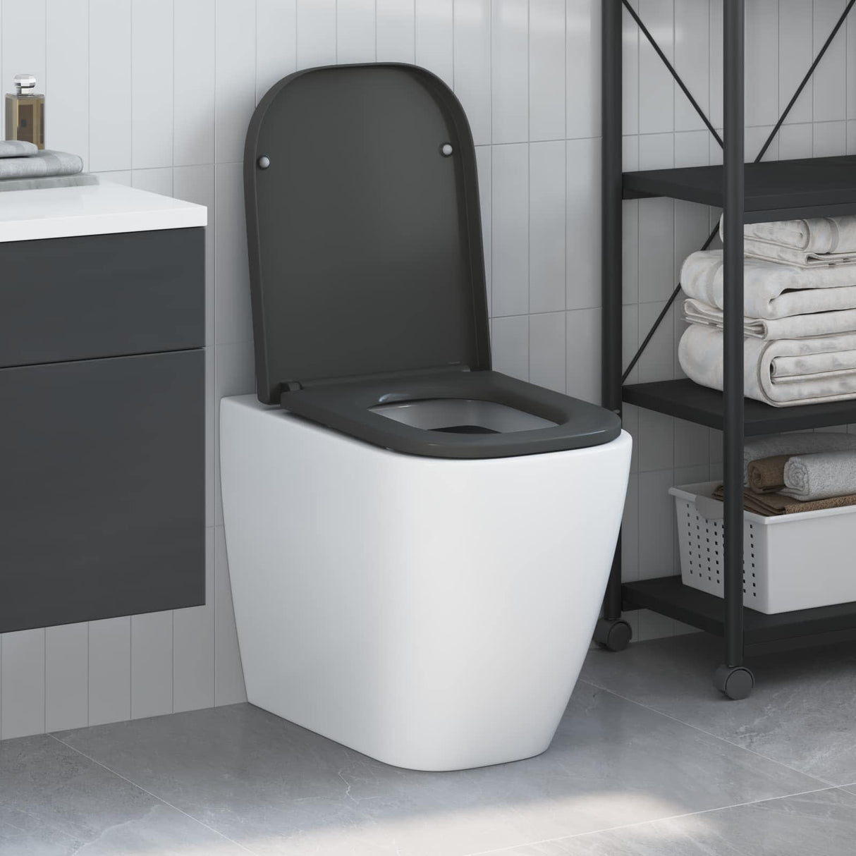vidaXL Toiletbril Antraciet 47,5 x 35 x 3,6 cm Duroplast