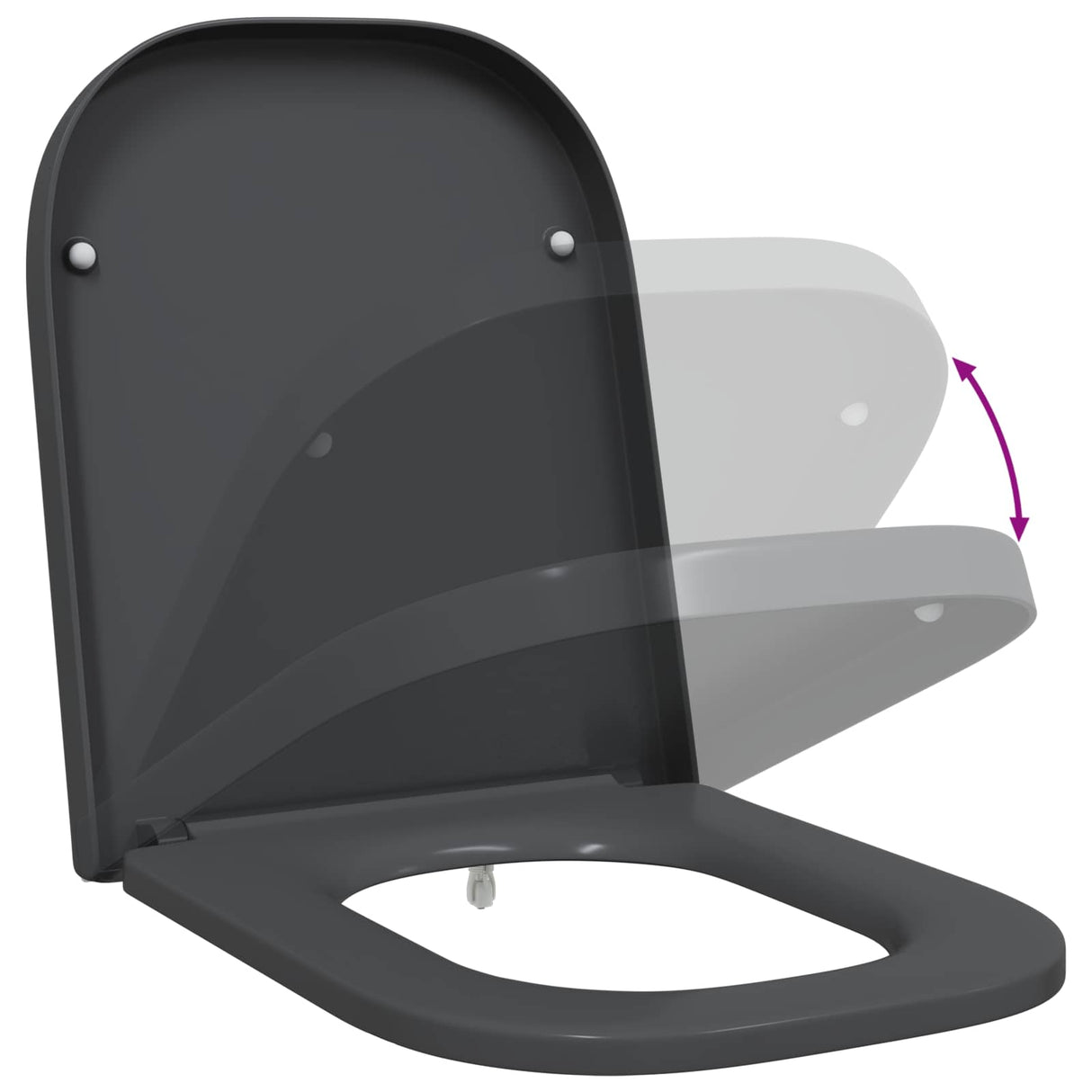 vidaXL Toiletbril Antraciet 47,5 x 35 x 3,6 cm Duroplast