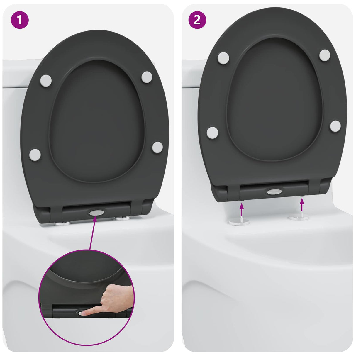 vidaXL Toiletbril Antraciet 47 x 37,5 x 3,8 cm Duroplast