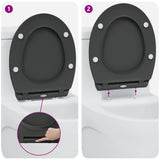 vidaXL Toiletbril Antraciet 47 x 37,5 x 3,8 cm Duroplast