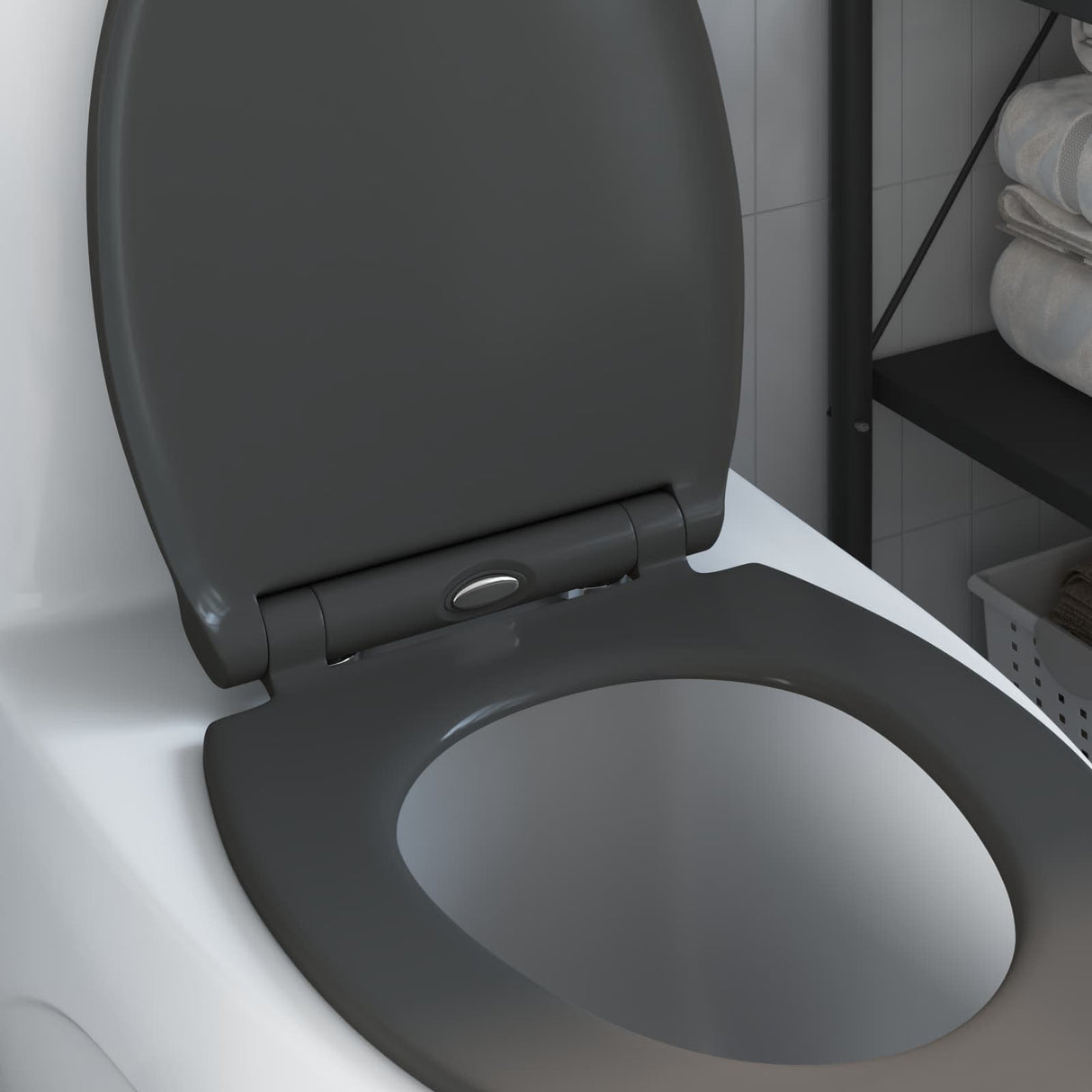 vidaXL Toiletbril Antraciet 47 x 37,5 x 3,8 cm Duroplast