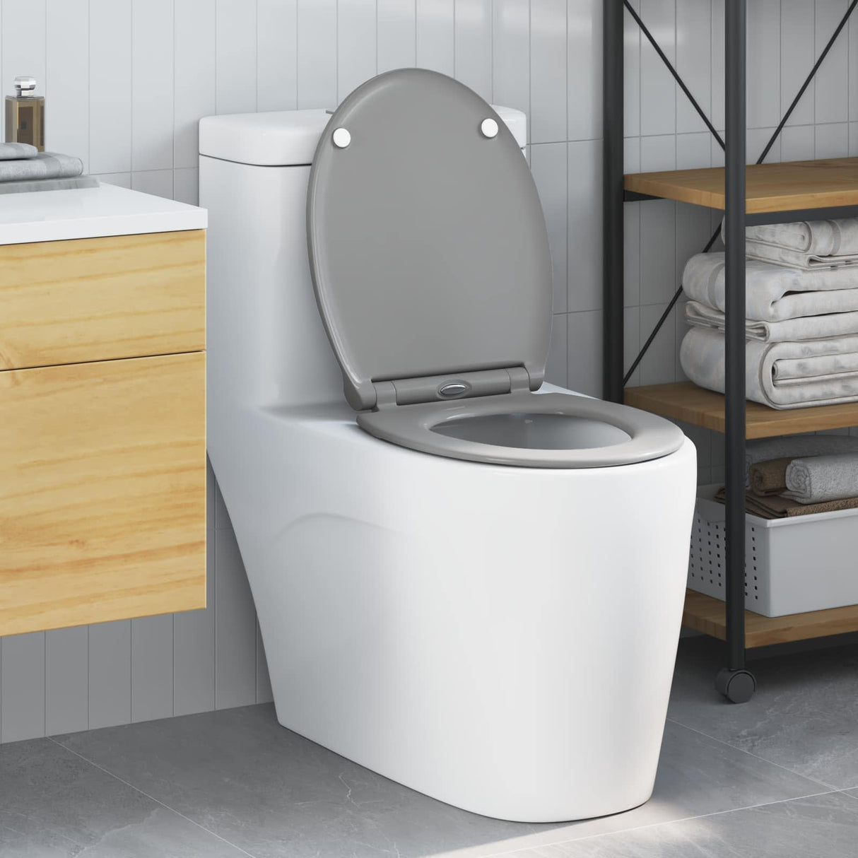 vidaXL Toiletbril Antraciet 47 x 37,5 x 3,8 cm Duroplast