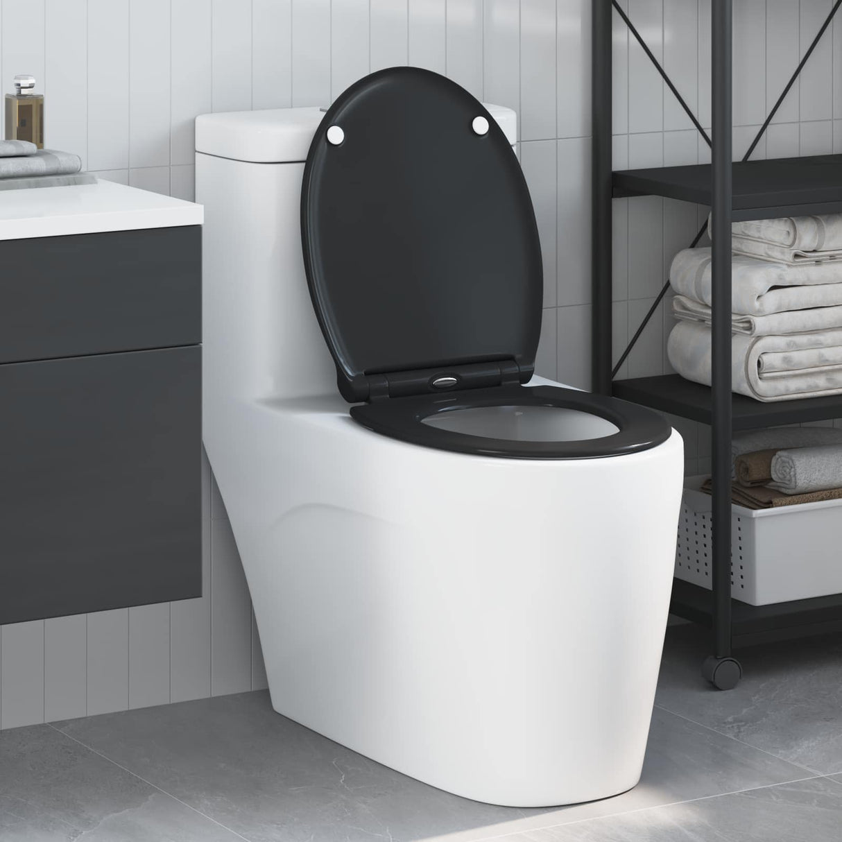 vidaXL Toiletbril Antraciet 47 x 37,5 x 3,8 cm Duroplast