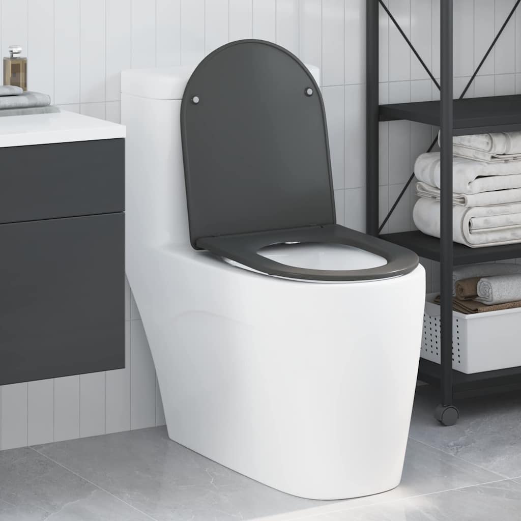 vidaXL Toiletbril Antraciet 47 x 36 x 3,4 cm Duroplast