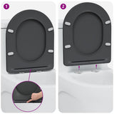 vidaXL Toiletbril Antraciet 47 x 36 x 3,4 cm Duroplast