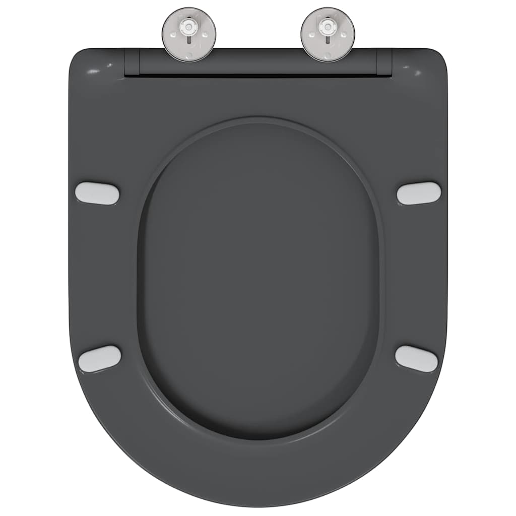 vidaXL Toiletbril Antraciet 47 x 36 x 3,4 cm Duroplast