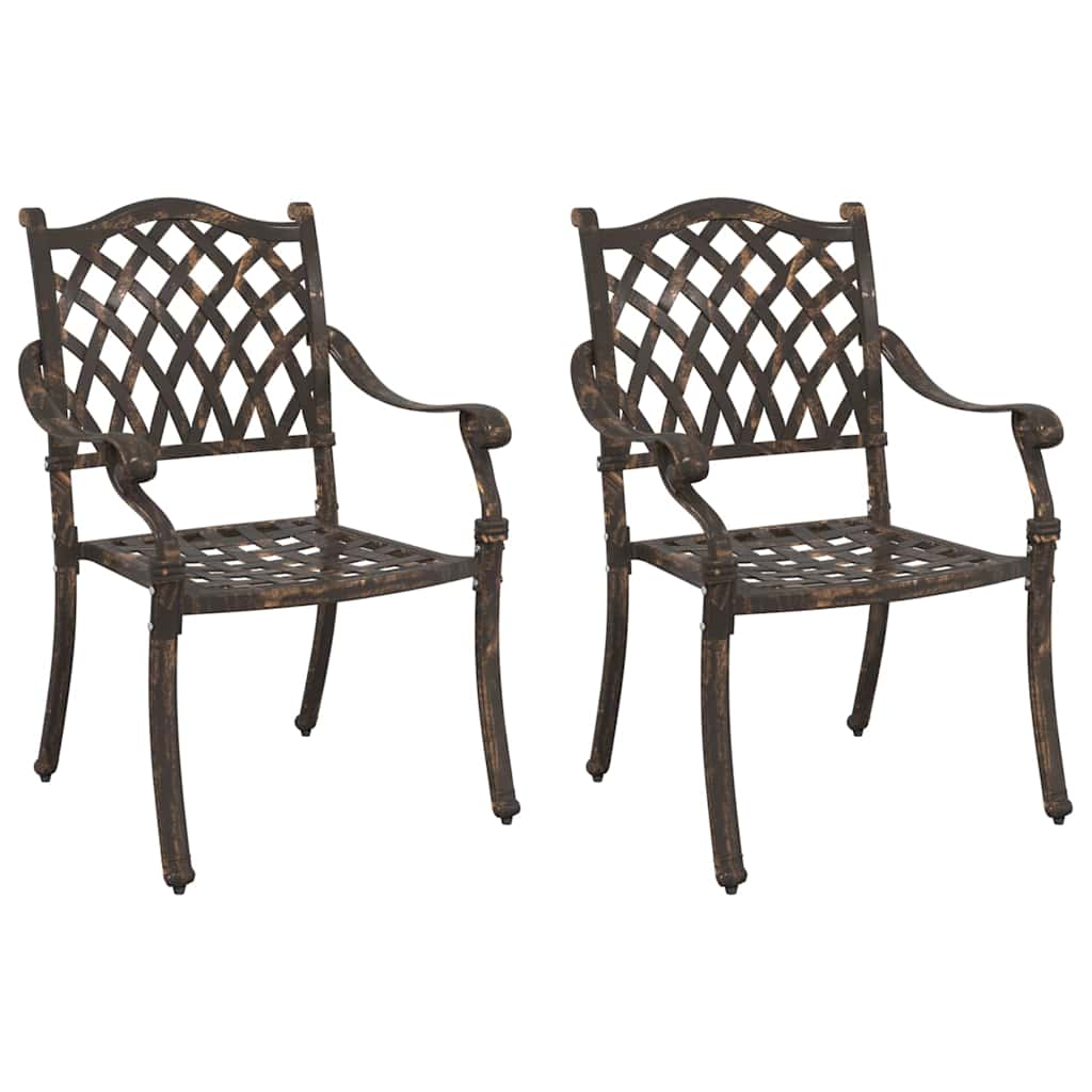 vidaXL Tuinstoel 2 pcs Brons 56 x 55 x 92.5cm Aluminium
