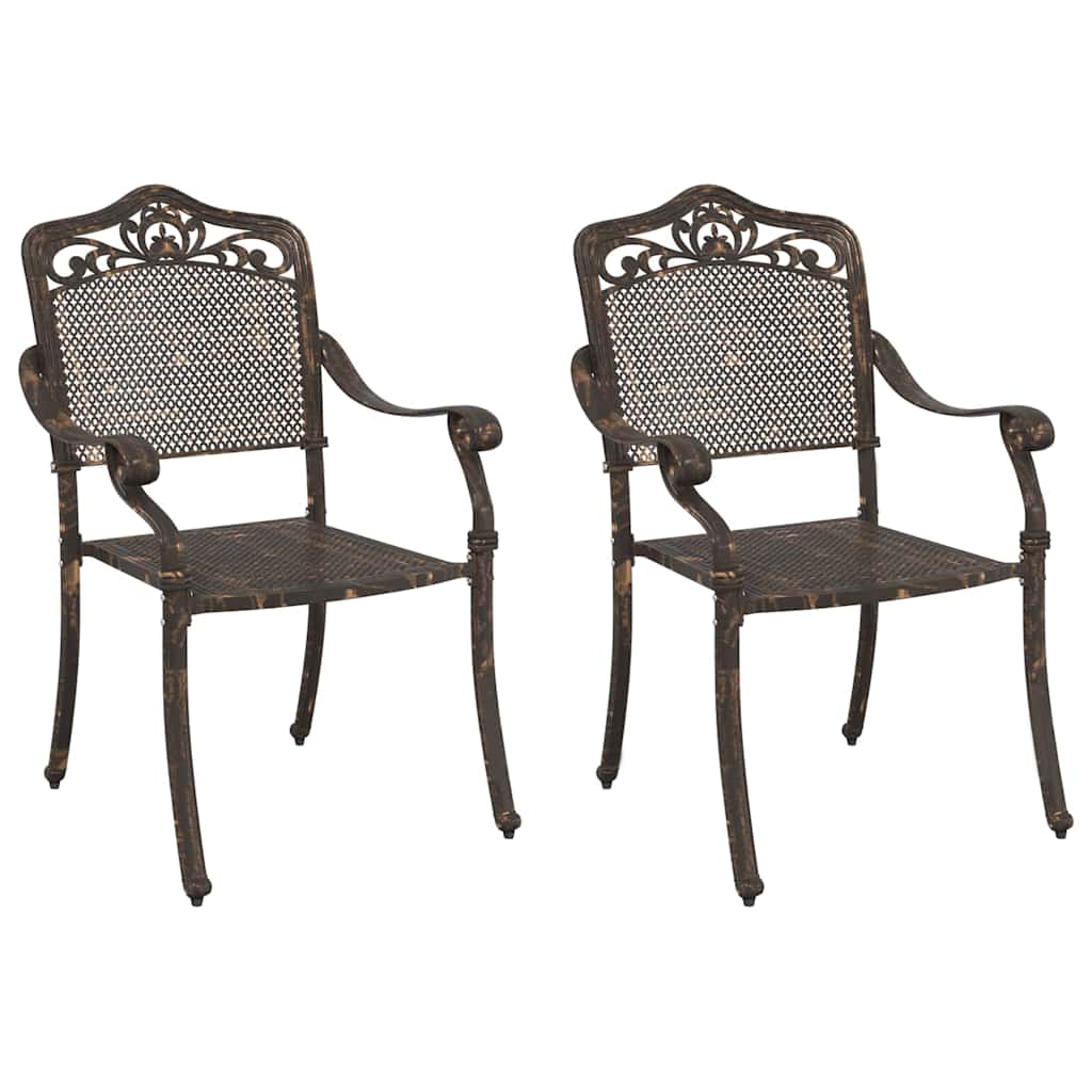 vidaXL Garden Chair 2 pcs Bronze 55 x 55 x 92.5cm Aluminium