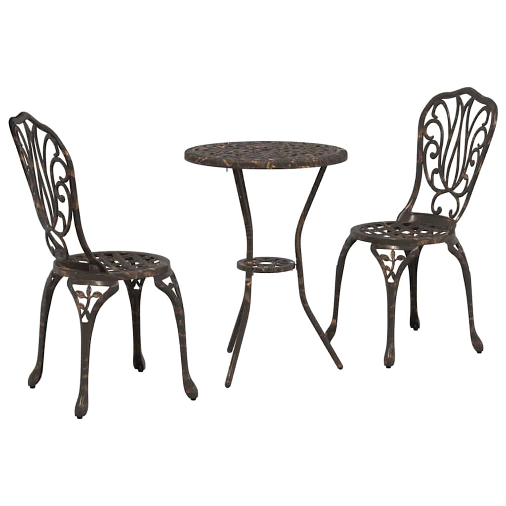 vidaXL Tuin Bistro Set 3 pcs Brons Aluminium