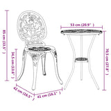 vidaXL Tuin Bistro Set 3 pcs Brons Aluminium