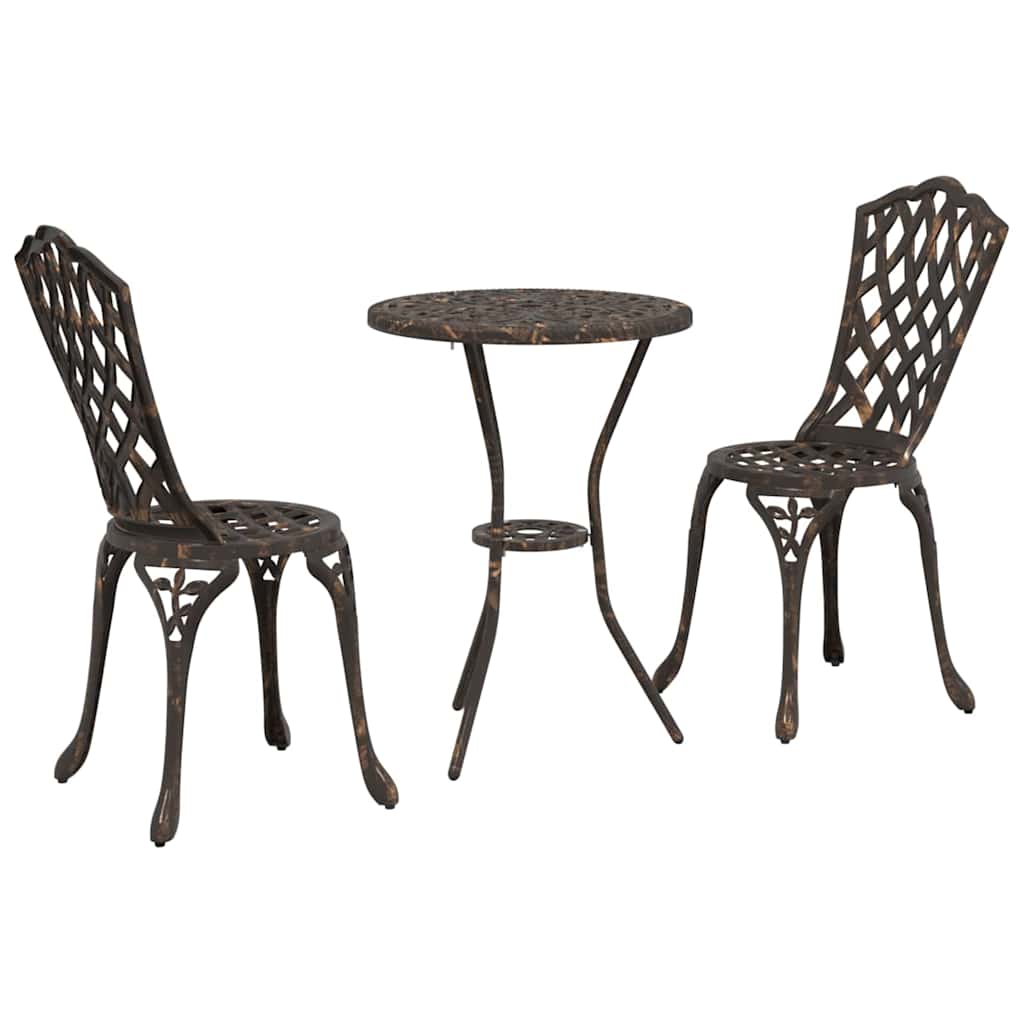 vidaXL Tuin Bistro Set 3 pcs Brons Aluminium