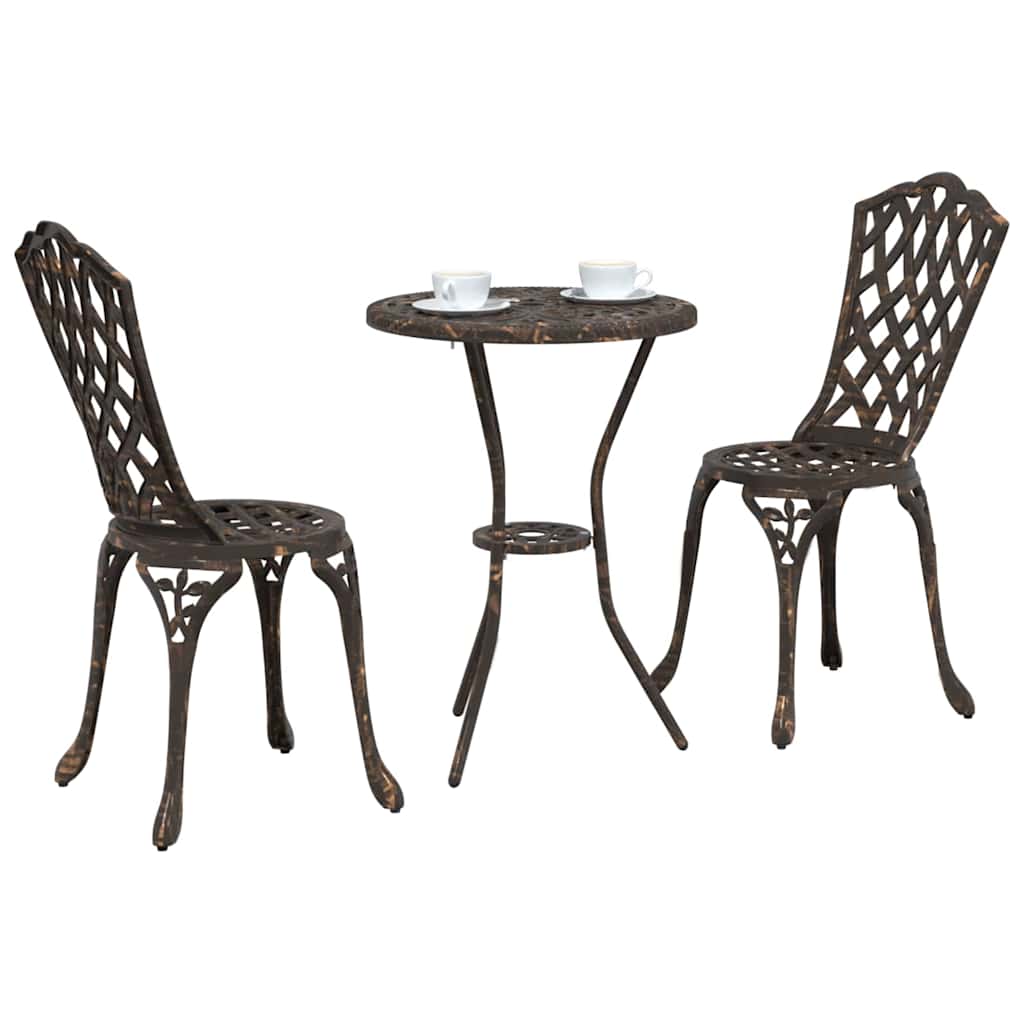 vidaXL Tuin Bistro Set 3 pcs Brons Aluminium