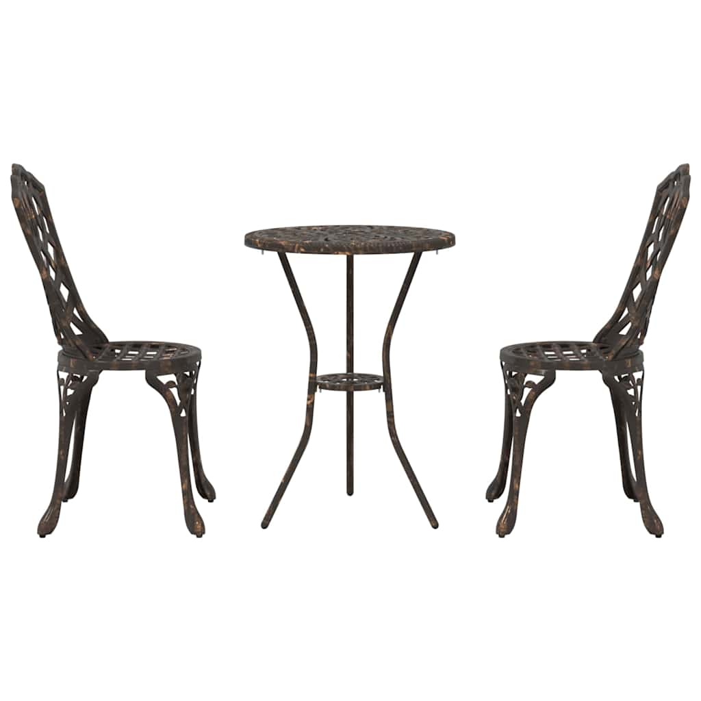 vidaXL Tuin Bistro Set 3 pcs Brons Aluminium