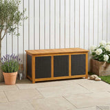 vidaXL Tuinopslagdoos 185 L Massief Acacia Hout 60 x 50 x 56 cm Zwart