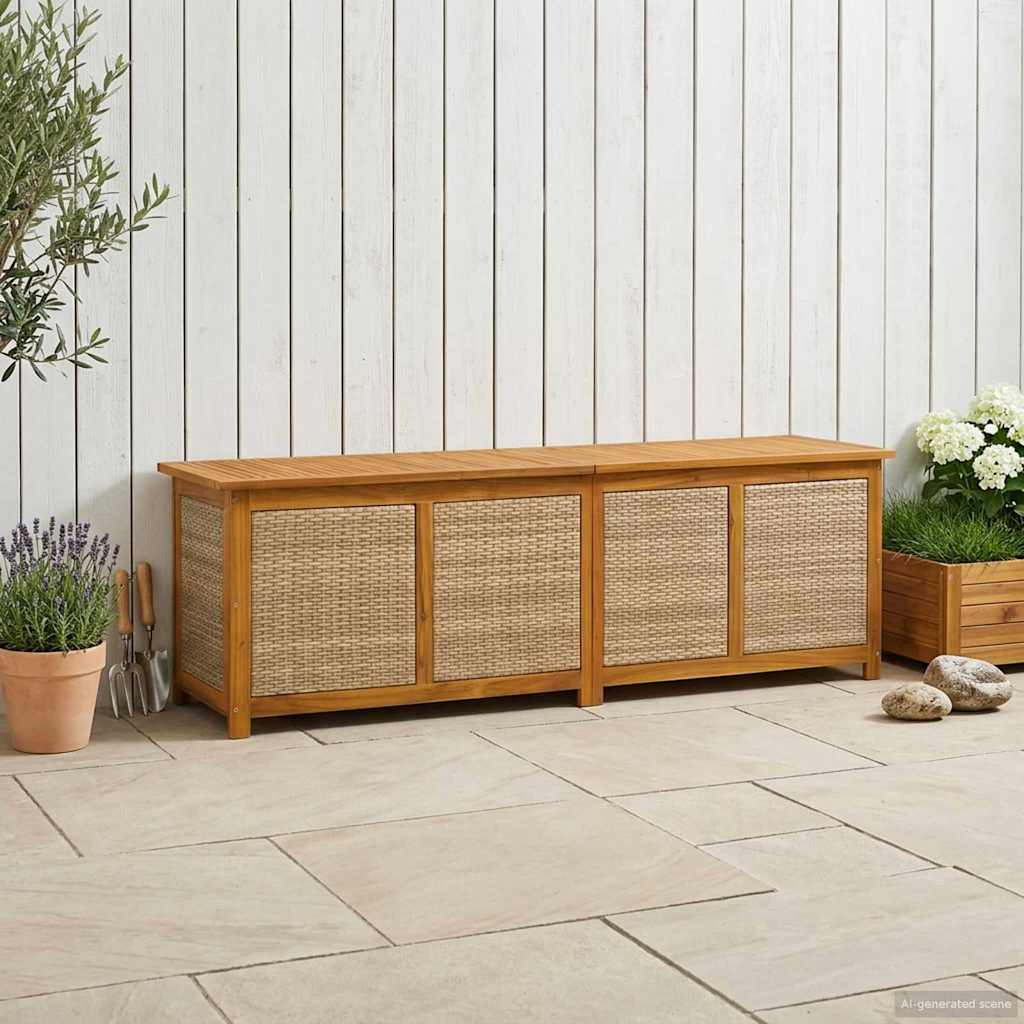 vidaXL Tuinopslagdoos 185 L Massief Acacia Hout 60 x 50 x 56 cm Zwart