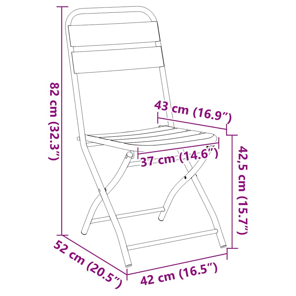 vidaXL Tuinstoel Die Opgevouwen Kan Worden 2 pcs Groen 42 x 52 x 82cm