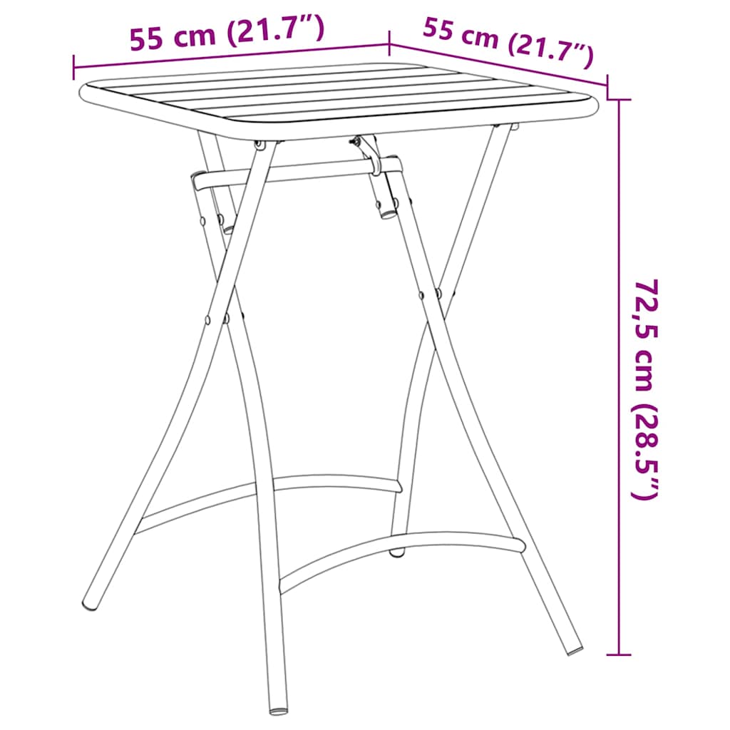 vidaXL Bistrotafel Donkergroen 55 x 55 x 72,5 cm Poedergecoat staal