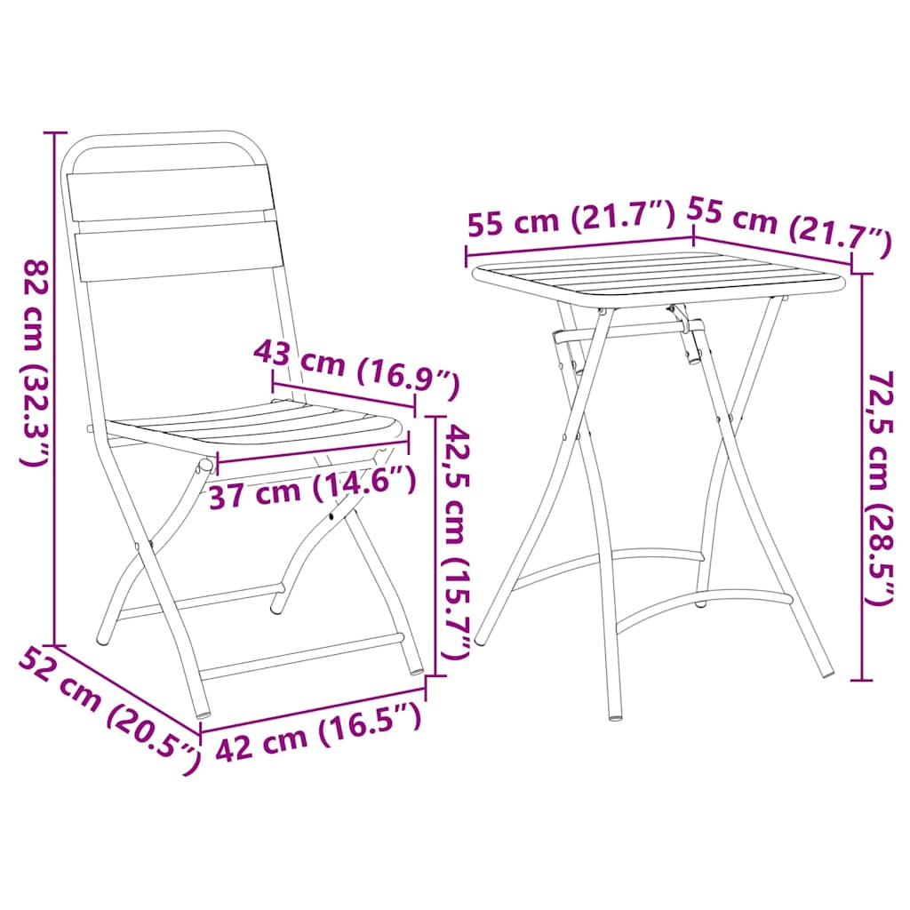 vidaXL Bistroset 3 pcs Groen Staal
