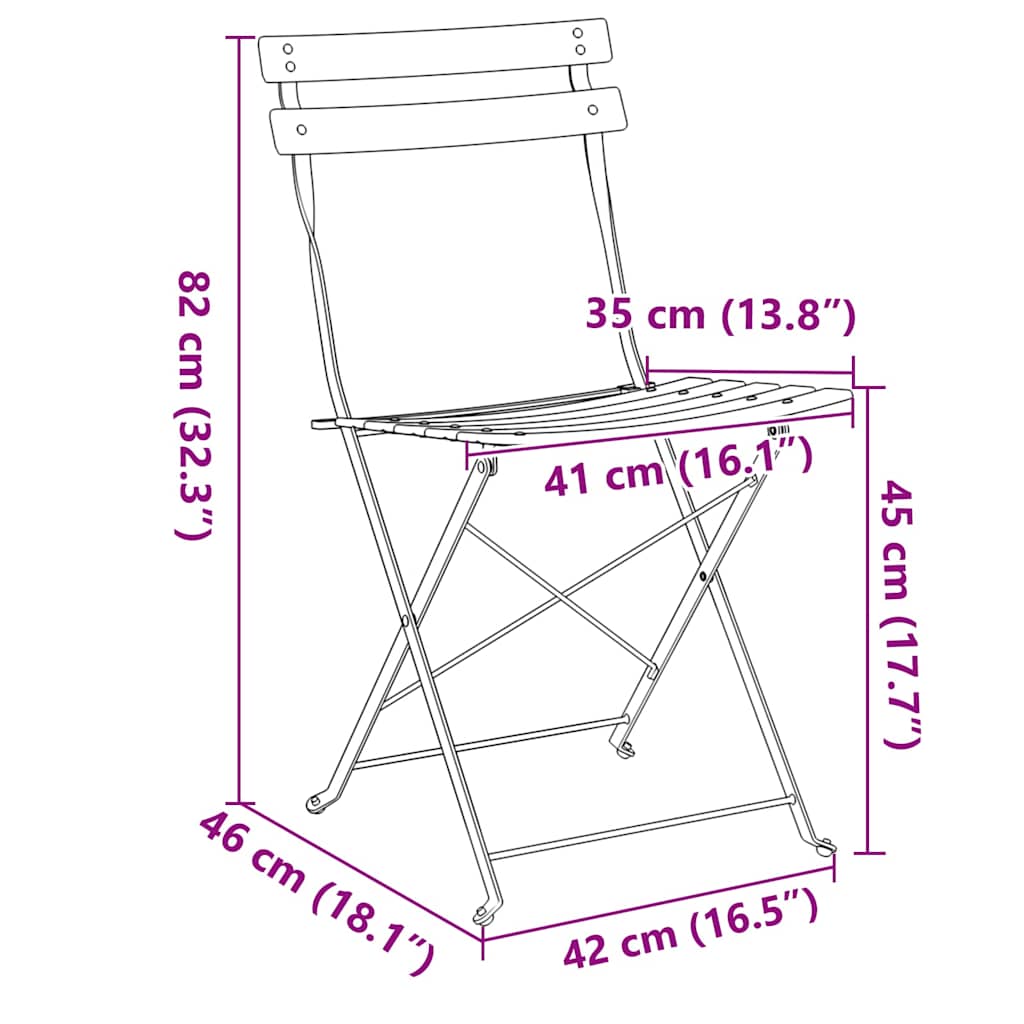 vidaXL Tuinstoel Die Opgevouwen Kan Worden 2 pcs Groen 42 x 46 x 82cm