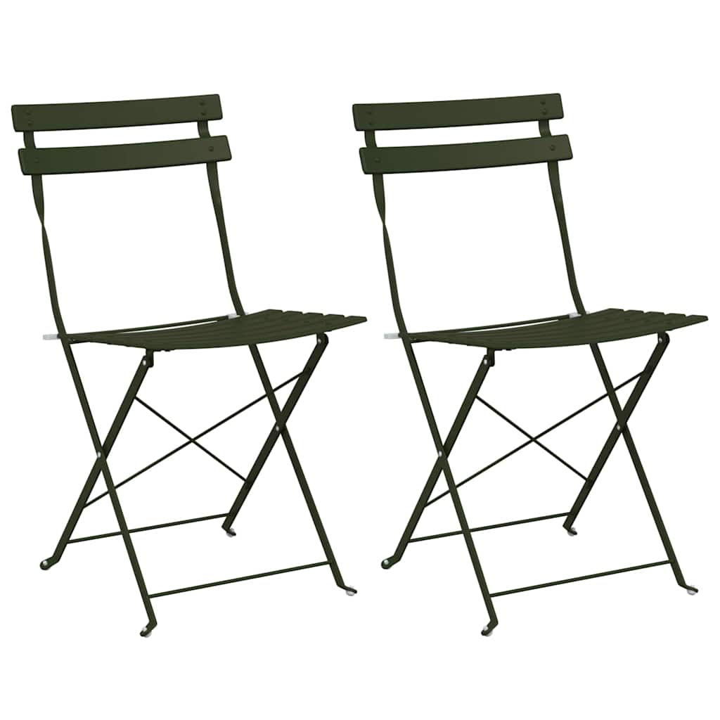 vidaXL Tuinstoel Die Opgevouwen Kan Worden 2 pcs Groen 42 x 46 x 82cm