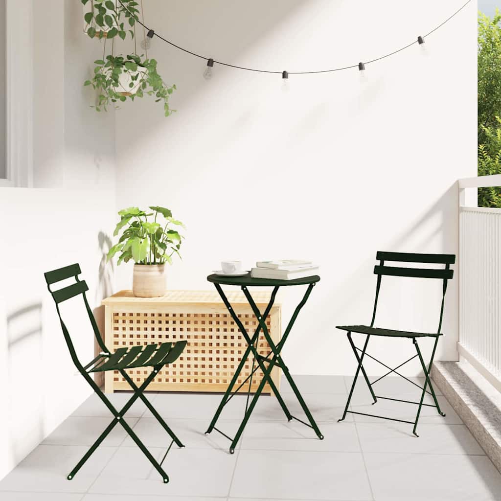 vidaXL Opvouwbare Bistroset 3 pcs Bossen Staal
