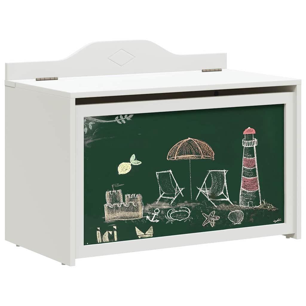 vidaXL Doos met opslag en krijtbord voorkant ROROS Wit 73 x 40 x 55 cm