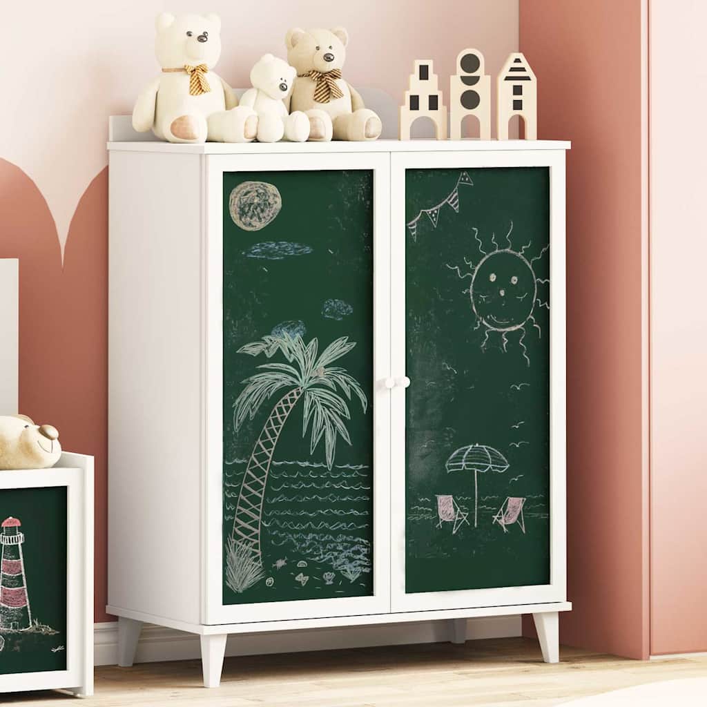 vidaXL Kast met twee deuren en krijtbord voorkant ROROS Wit