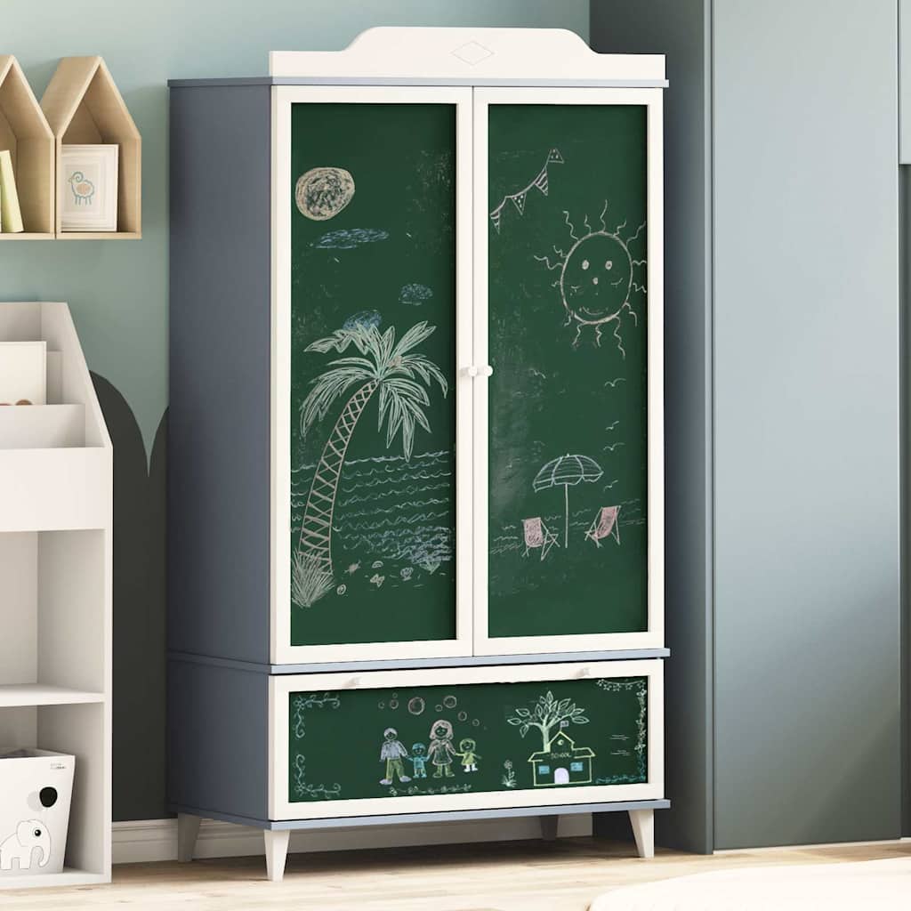 vidaXL Krijtbord Garderobe ROROS Wit 90 x 45 x 165 cm Bewerkt hout