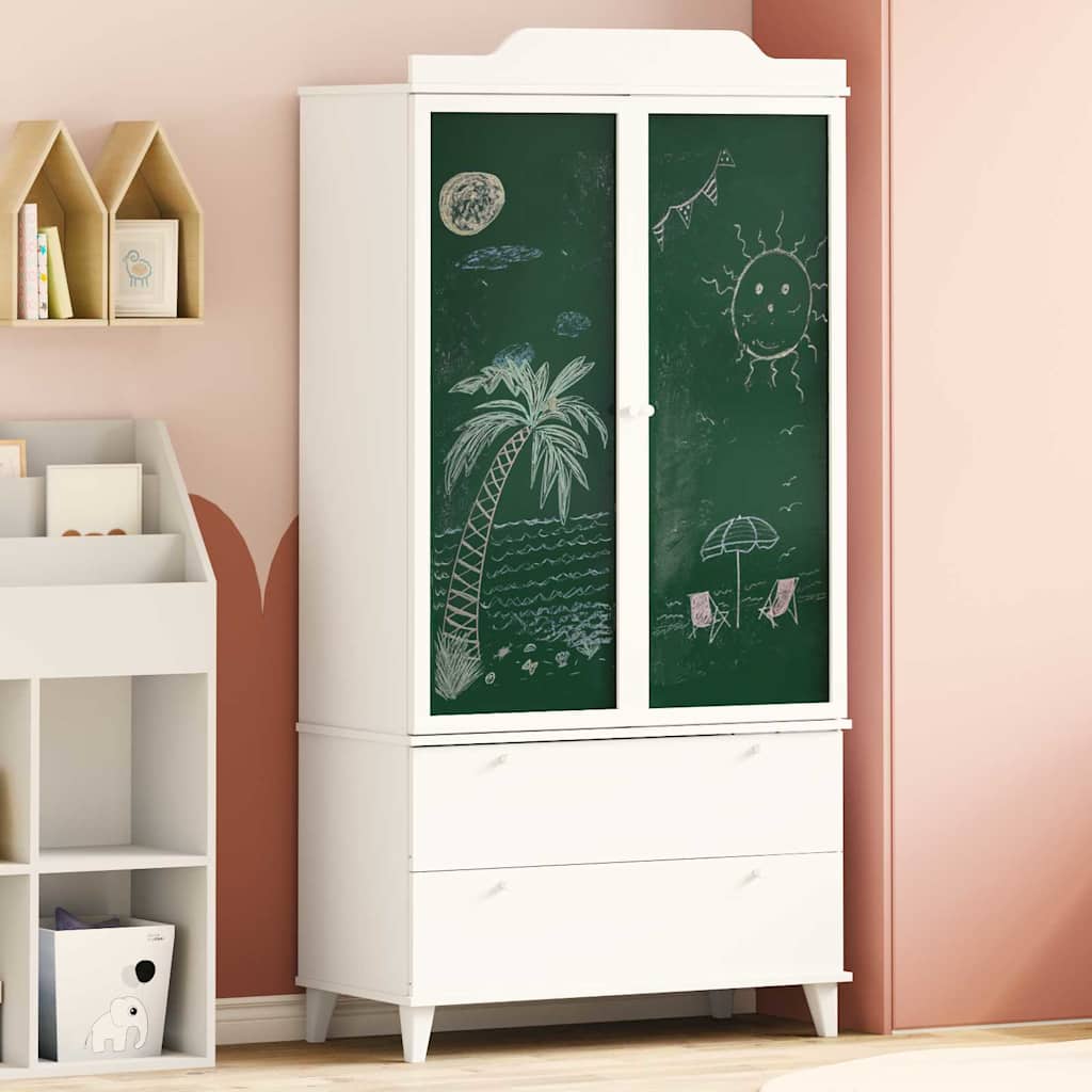 vidaXL Chalkboard Wardrobe ROROS White 90 x 45 x 180 cm Engineered Wood