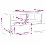 vidaXL TV-kast Drammen Eiken 99 x 43 x 55 cm Massief grenenhout