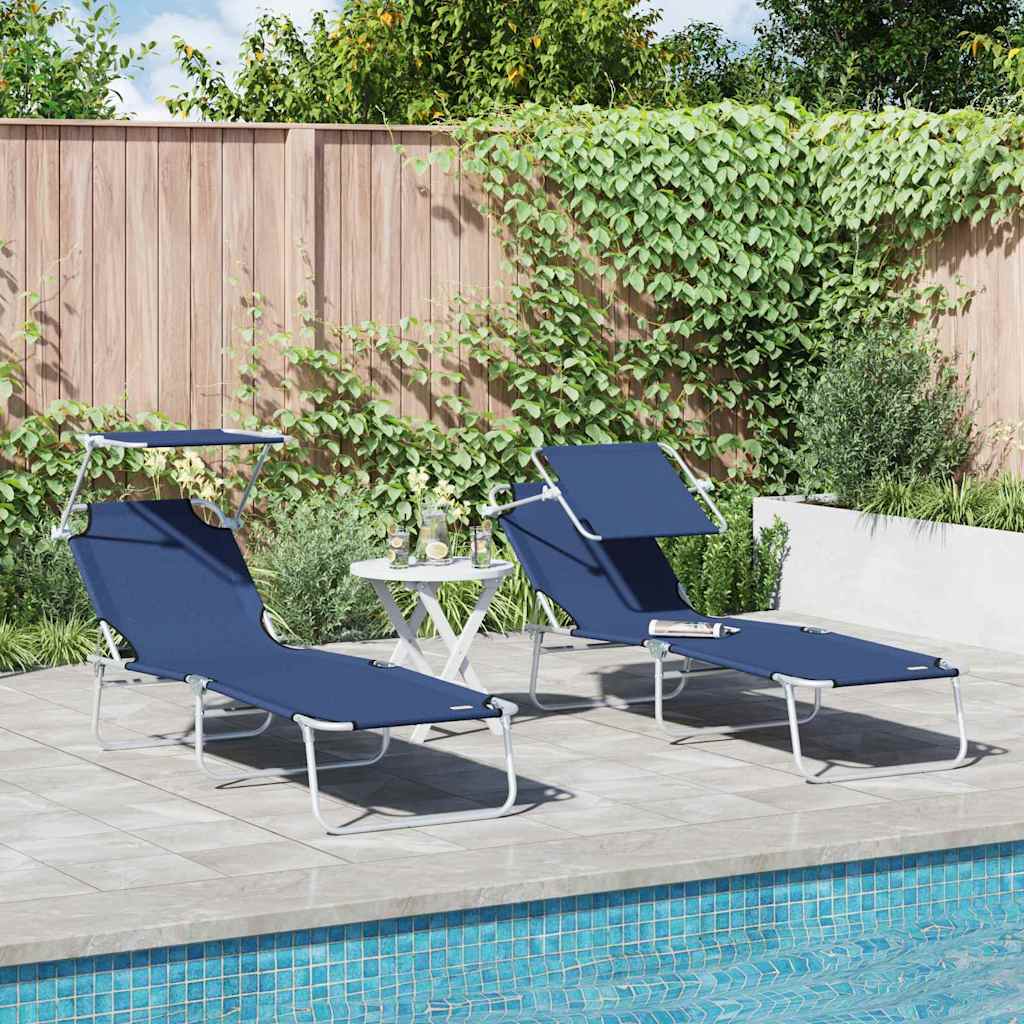 vidaXL Foldable Sun Lounger with Canopy Steel Apple Green