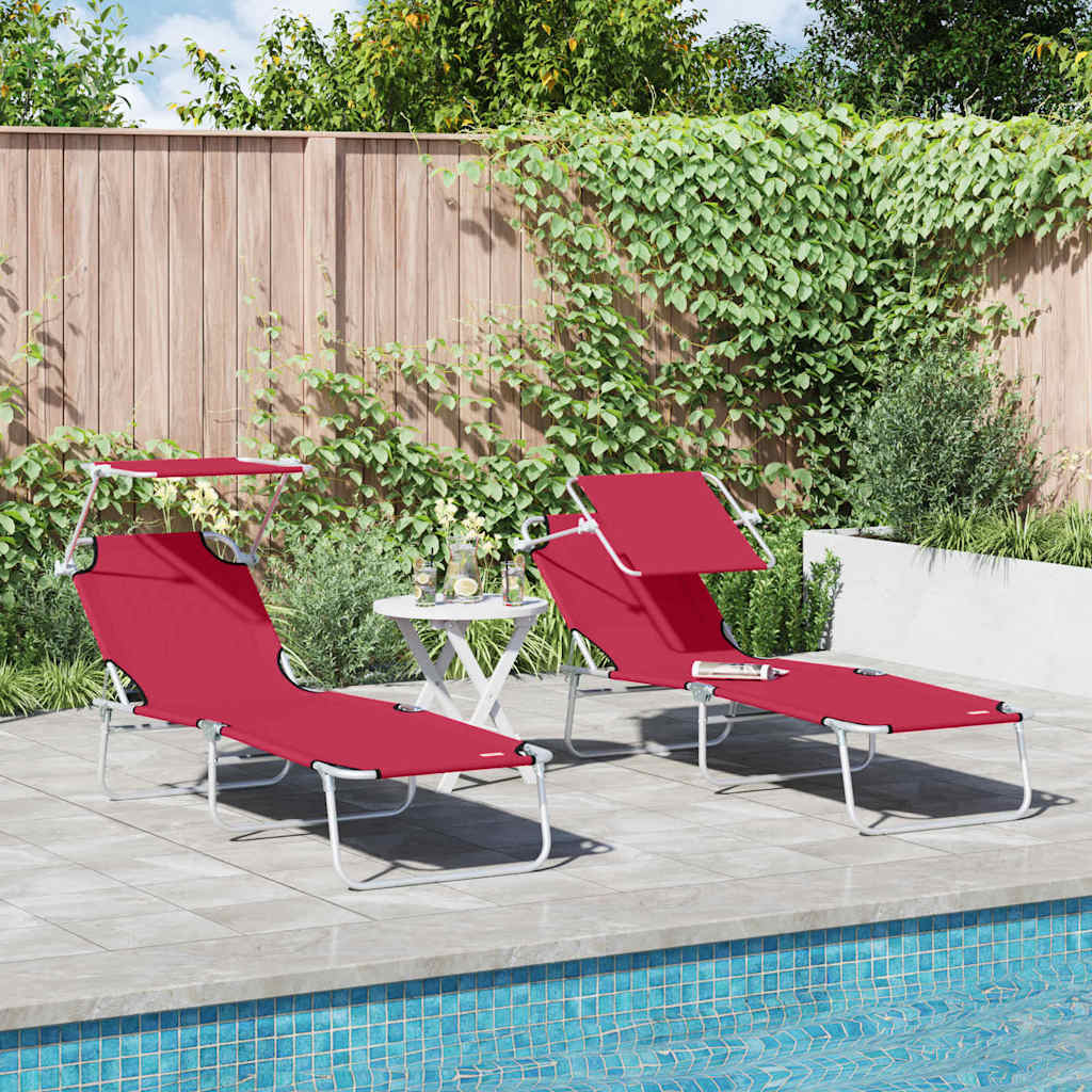 vidaXL Foldable Sun Lounger with Canopy Steel Apple Green