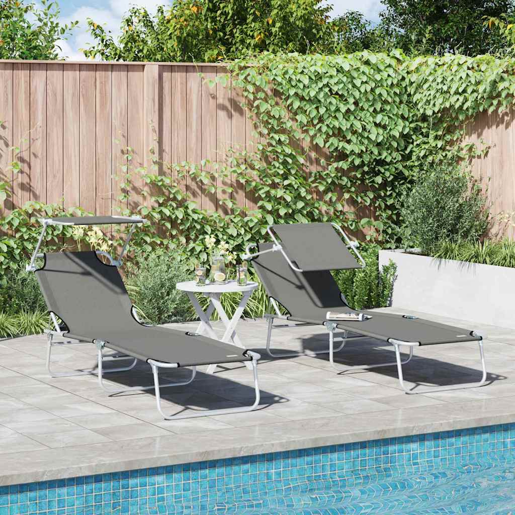 vidaXL Foldable Sun Lounger with Canopy Steel Apple Green