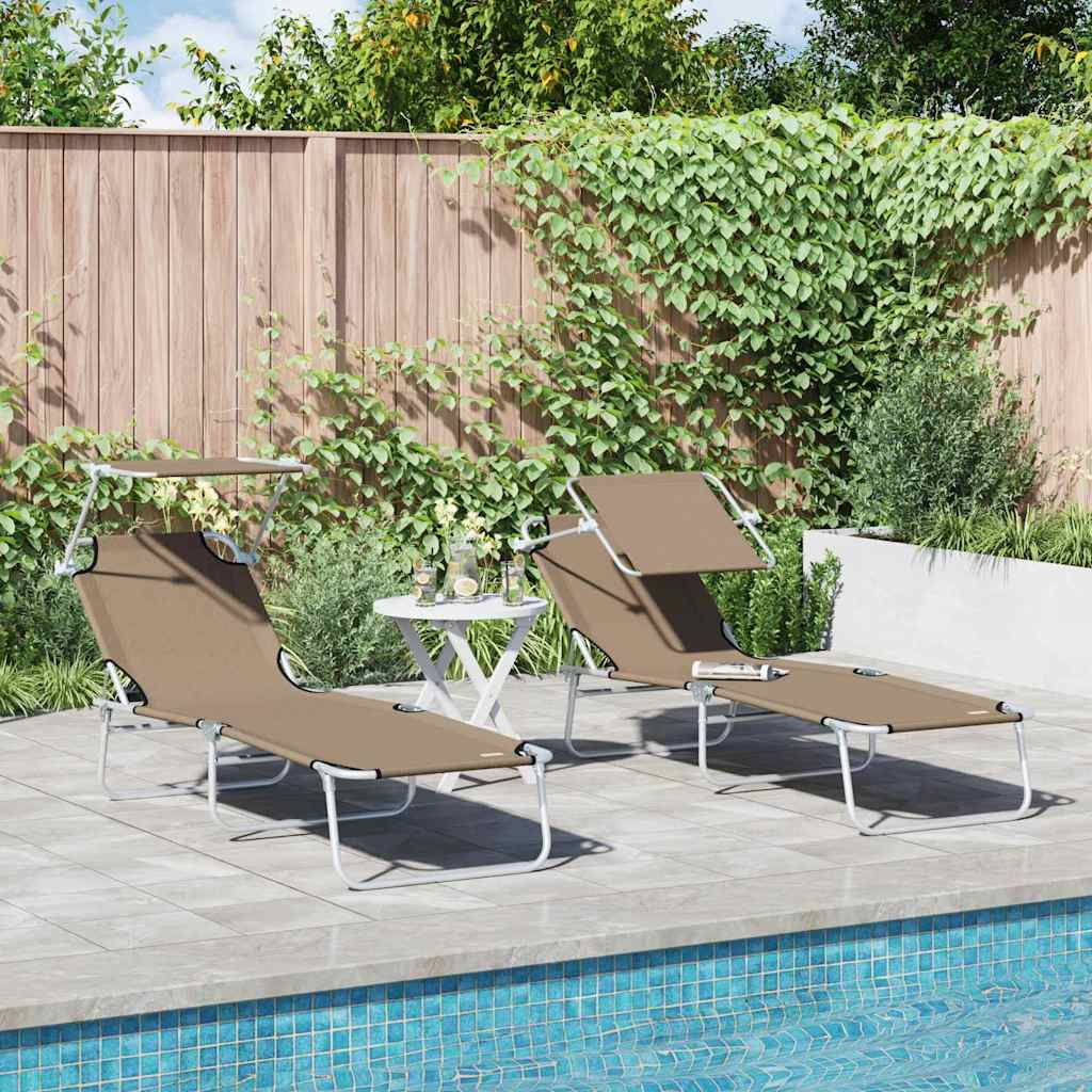 vidaXL Foldable Sun Lounger with Canopy Steel Apple Green